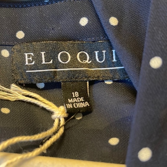ELOQUII Blue With Tiny White Dots Long Sleeve Blouse. Size 18. D8/A1879 - Picture 5 of 6